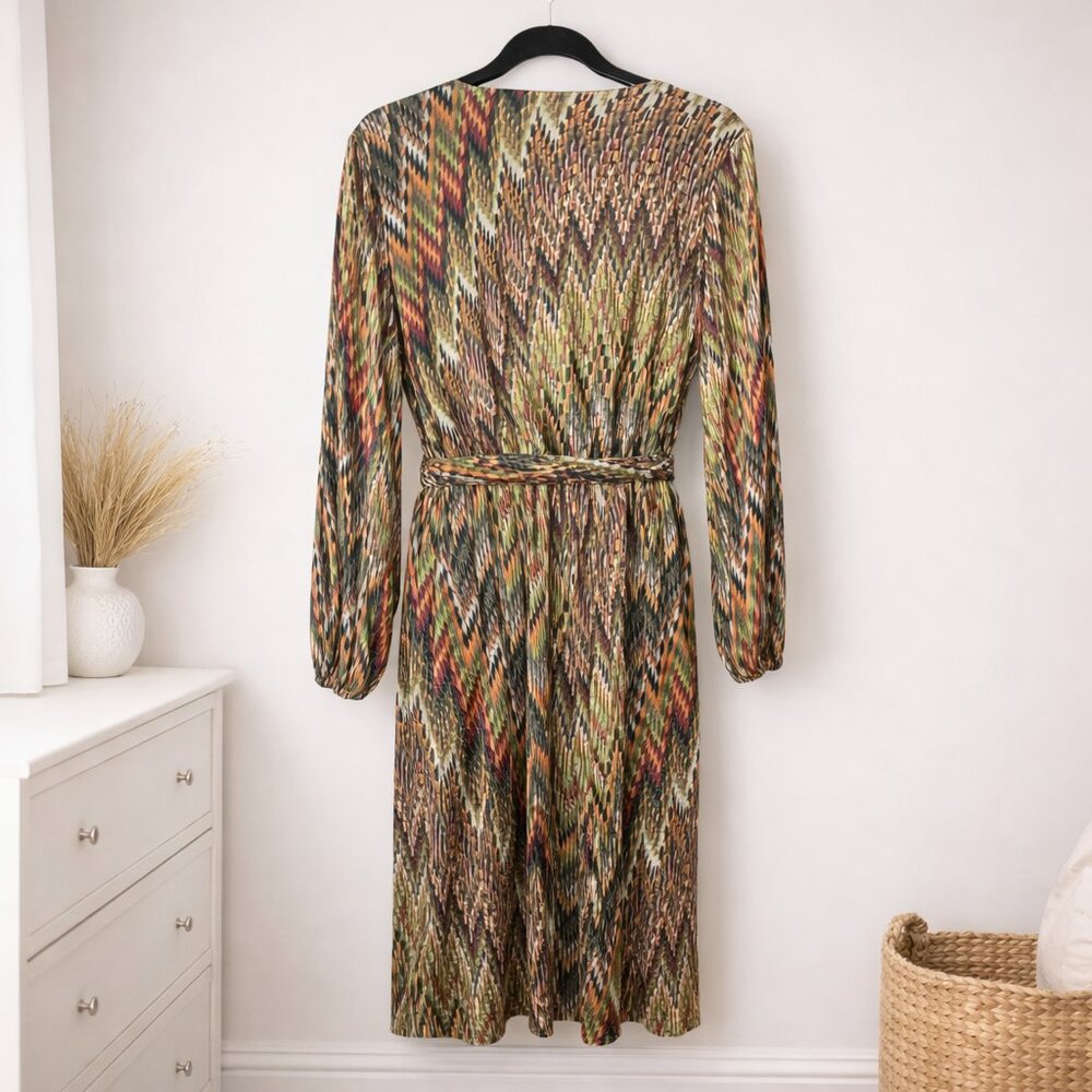 Emma & Michele Geometric Print Faux Wrap Dress Long Sleeve Size Small - Picture 4 of 7